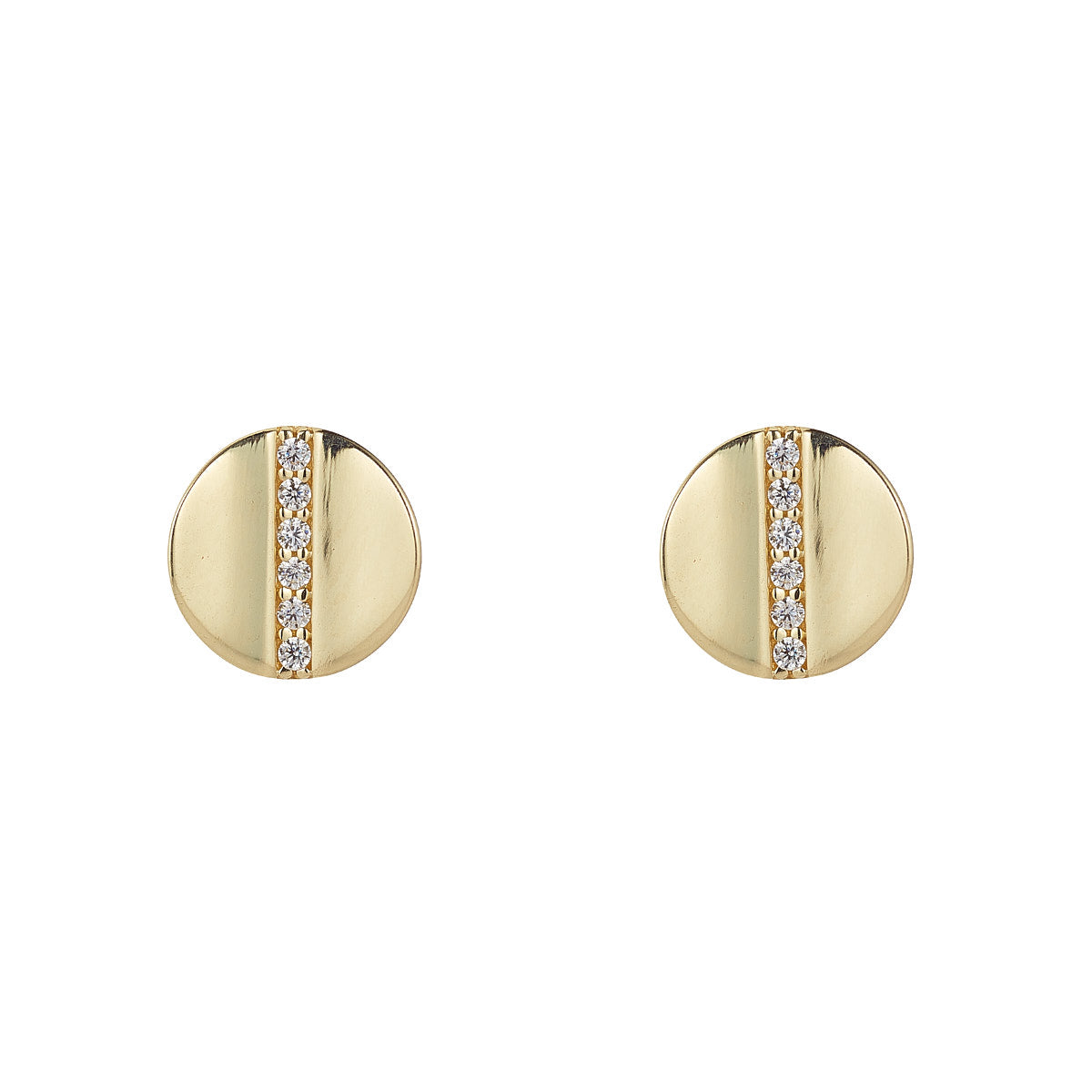 9ct Gold CZ Button Stud Earrings - John Ross Jewellers