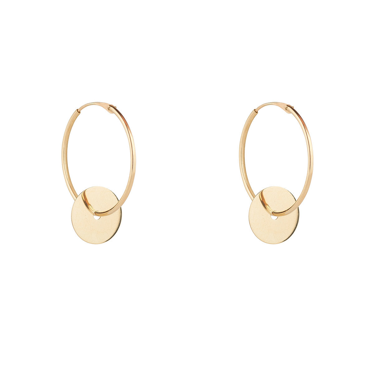 9ct Gold Disc Charm Hoop Earrings - John Ross Jewellers