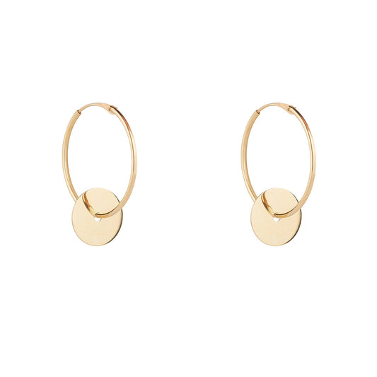 9ct Gold Disc Charm Hoop Earrings - John Ross Jewellers