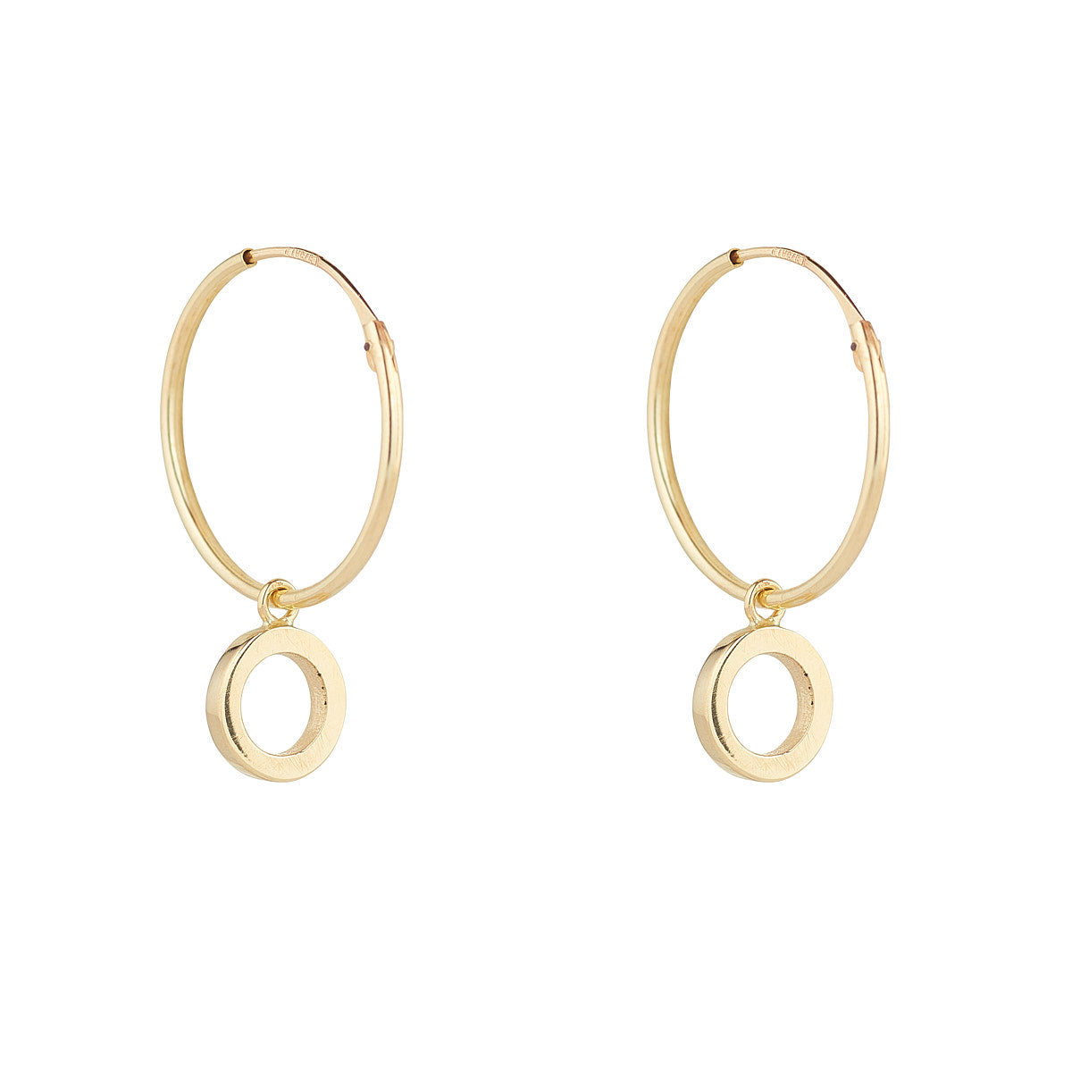 Ear Candy 9ct Gold Sleepers with Open Circle Charm - John Ross Jewellers