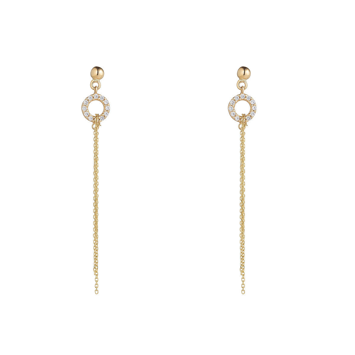 9ct Gold CZ Chain Drop Earrings - John Ross Jewellers