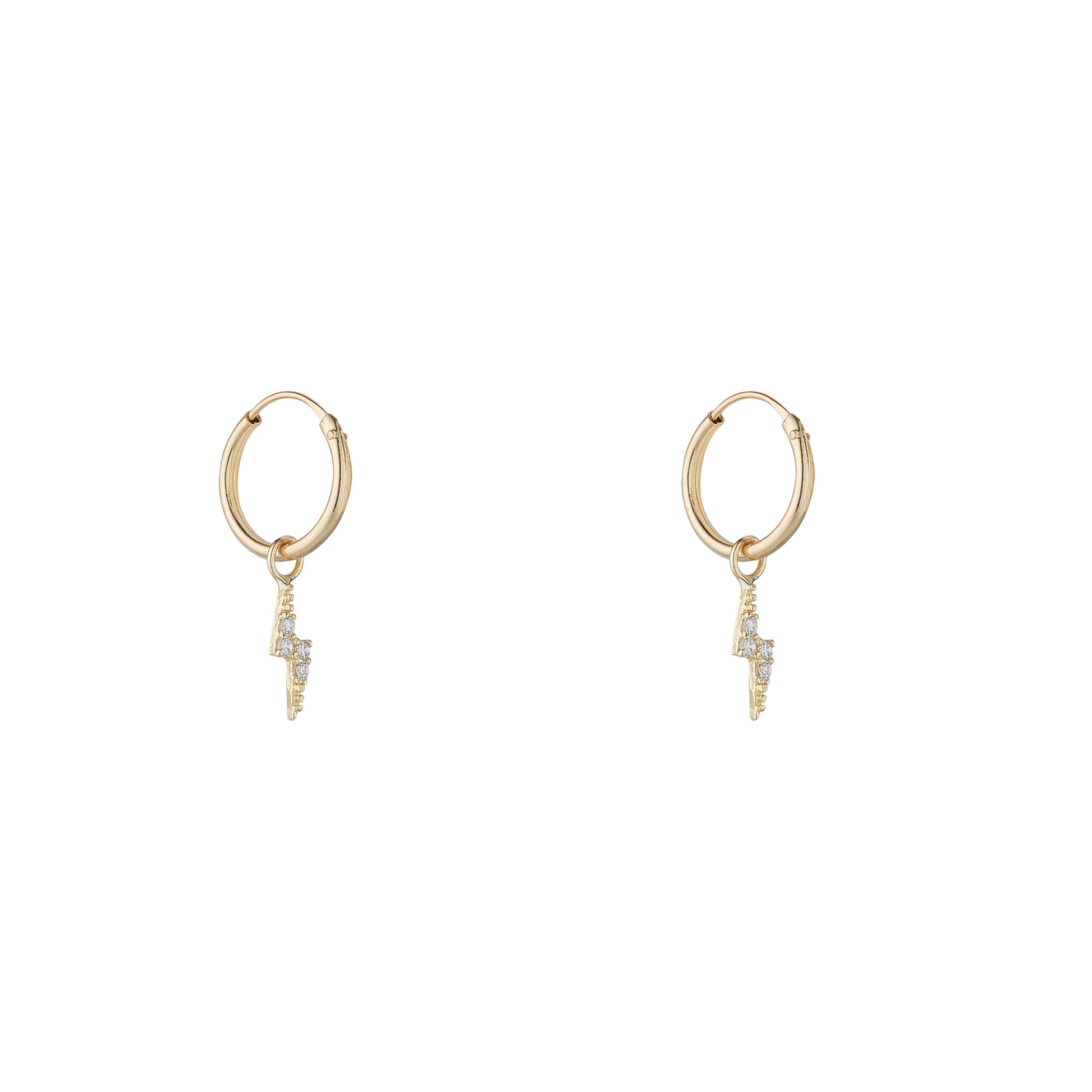 9ct Gold CZ Lightning Huggie Earrings - John Ross Jewellers