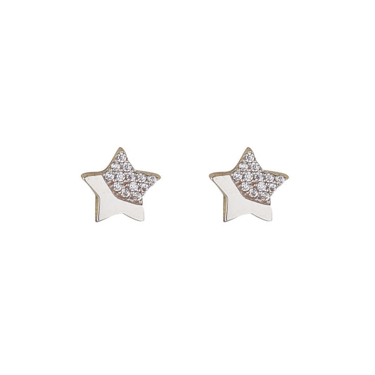 9ct White Gold CZ Star Stud Earrings - John Ross Jewellers