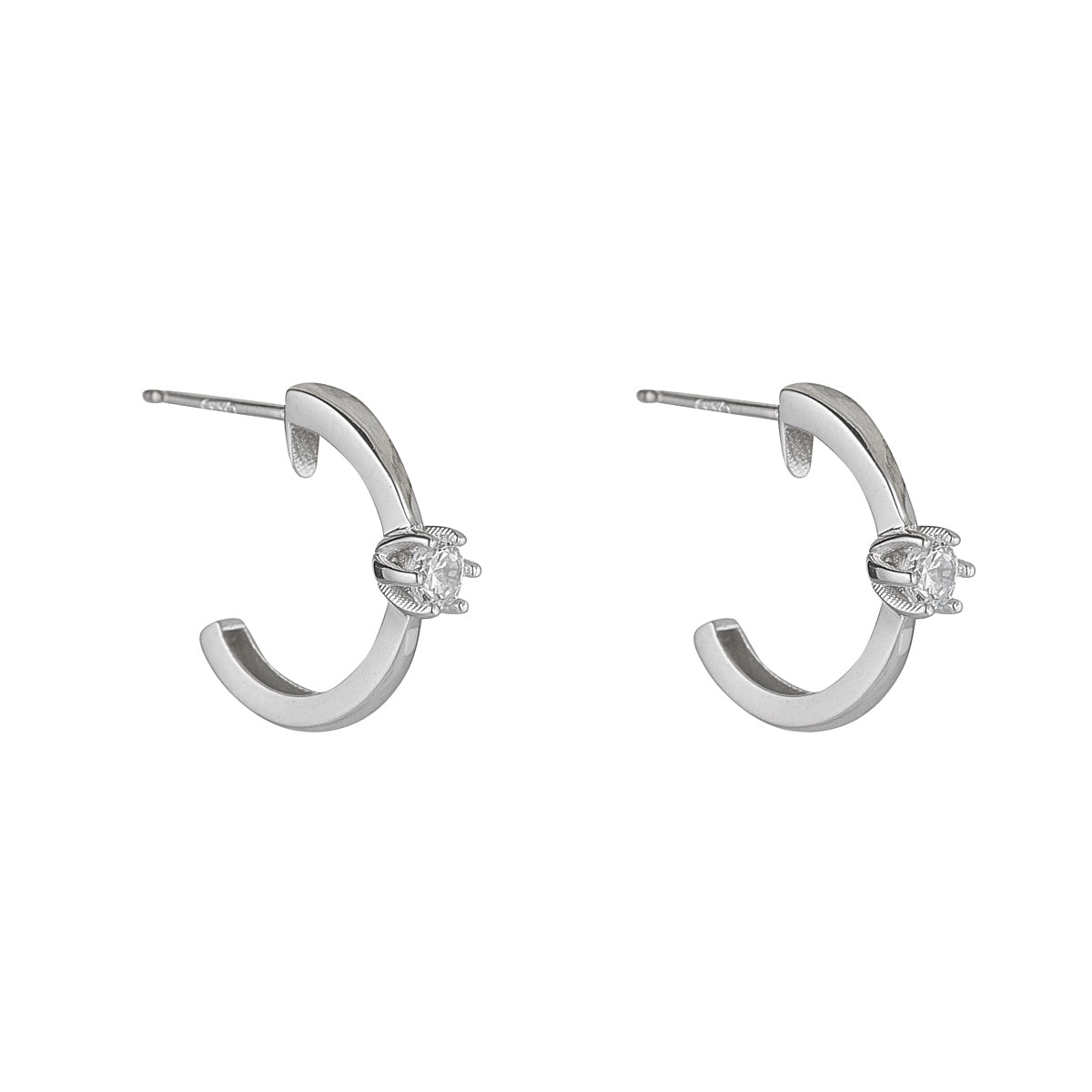 9ct White Gold CZ Hoop Earrings - John Ross Jewellers