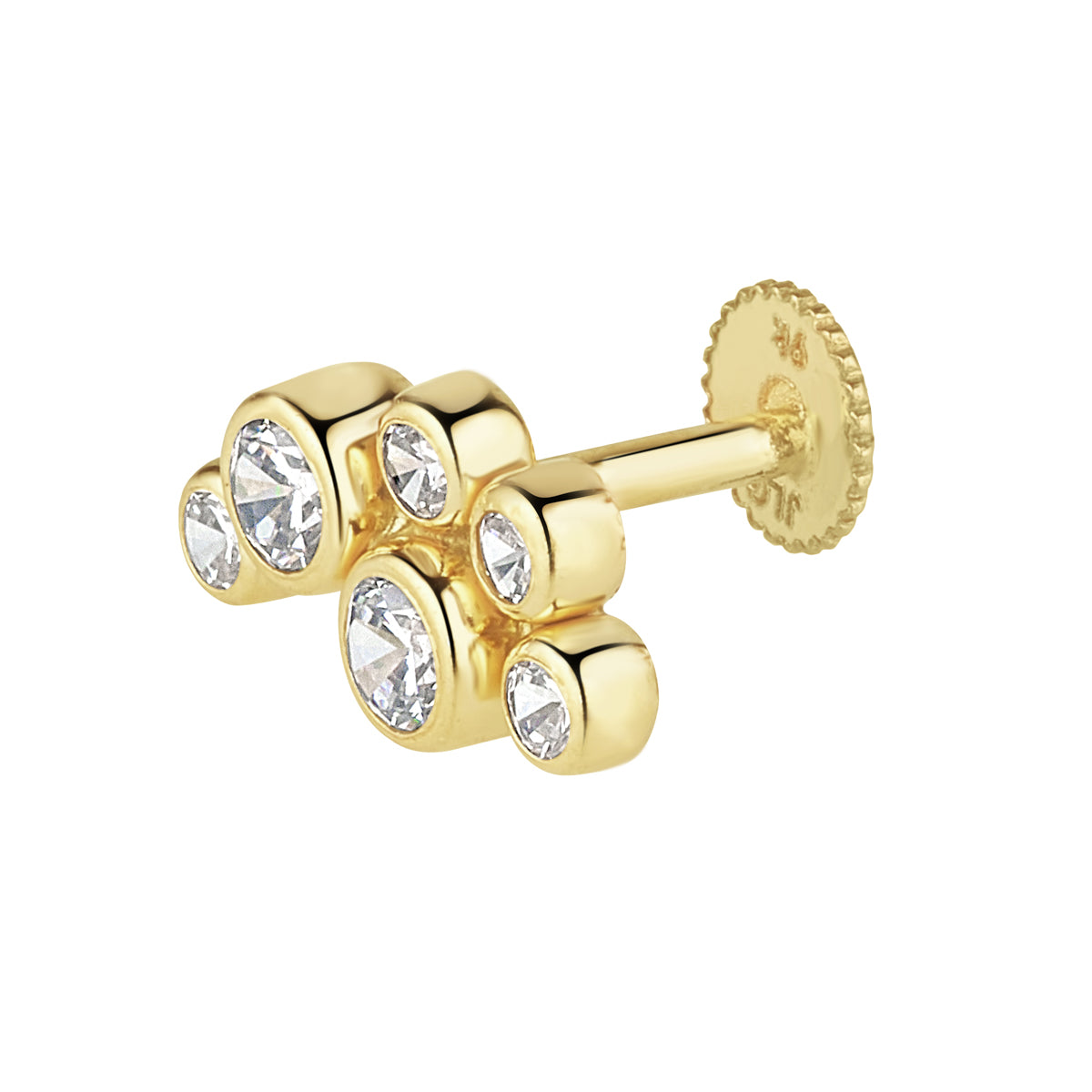 Ear Candy 9ct Gold CZ Cluster Cartilage Stud | Labret - John Ross Jewellers