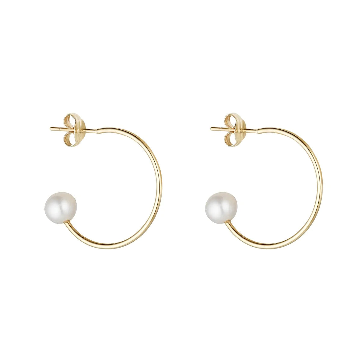 9ct Gold Freshwater Pearl Tipped Hoop Earrings - John Ross Jewellers