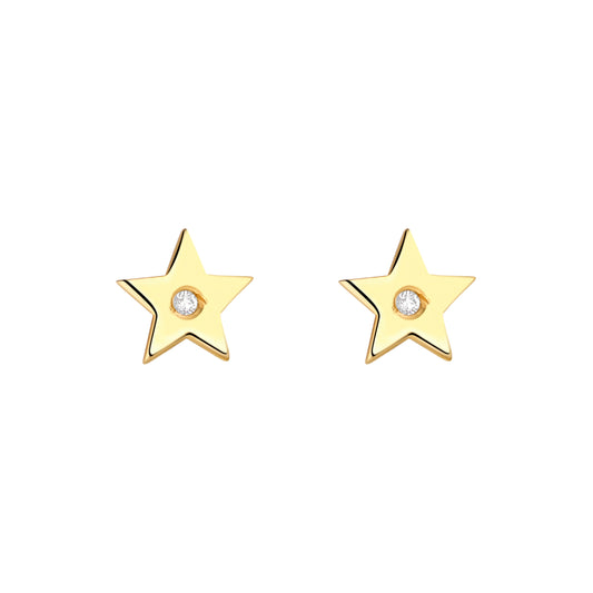 9ct Gold CZ Star Stud Earrings - John Ross Jewellers