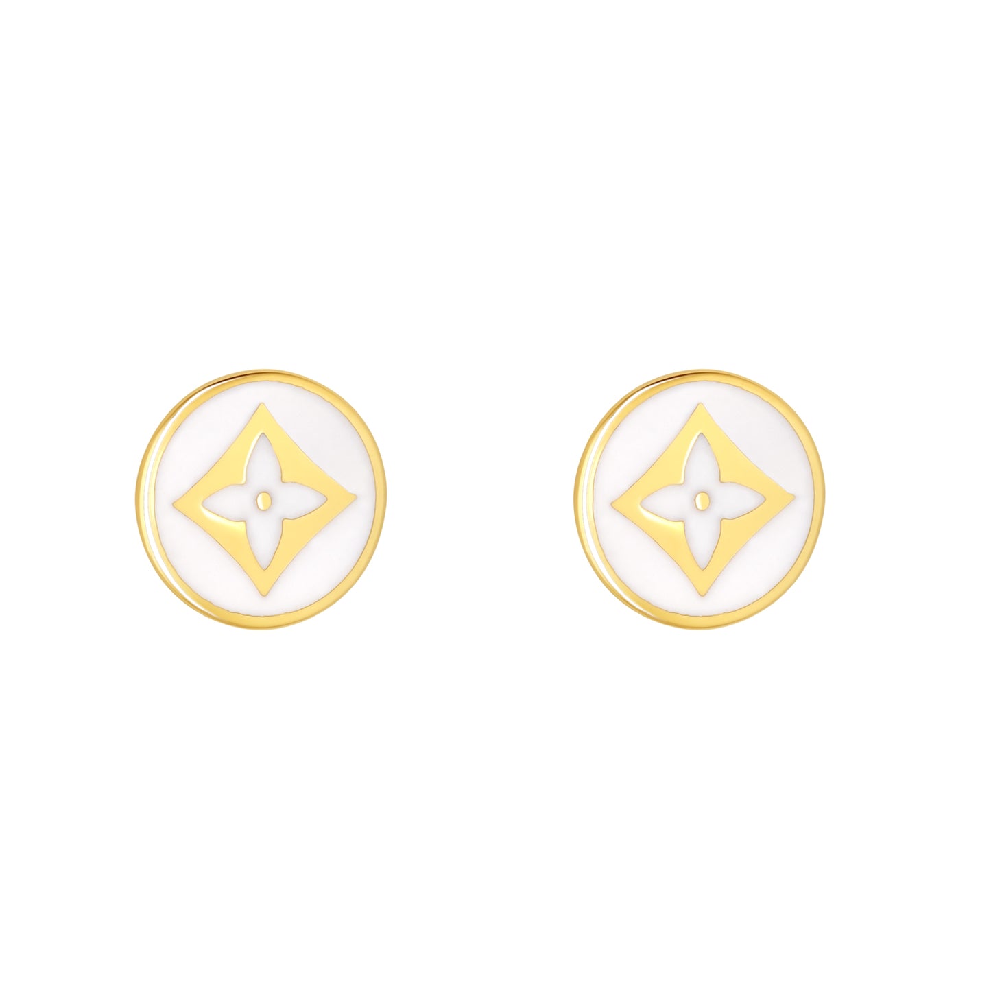 9ct Gold White Enamel Cross Stud Earrings | 8mm - John Ross Jewellers