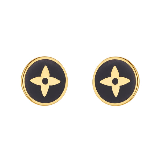 9ct Gold Black Enamel Cross Stud Earrings | 8mm - John Ross Jewellers