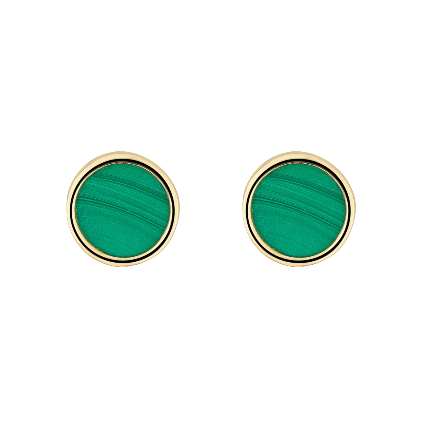 9ct Gold Malachite Round Stud Earrings - John Ross Jewellers