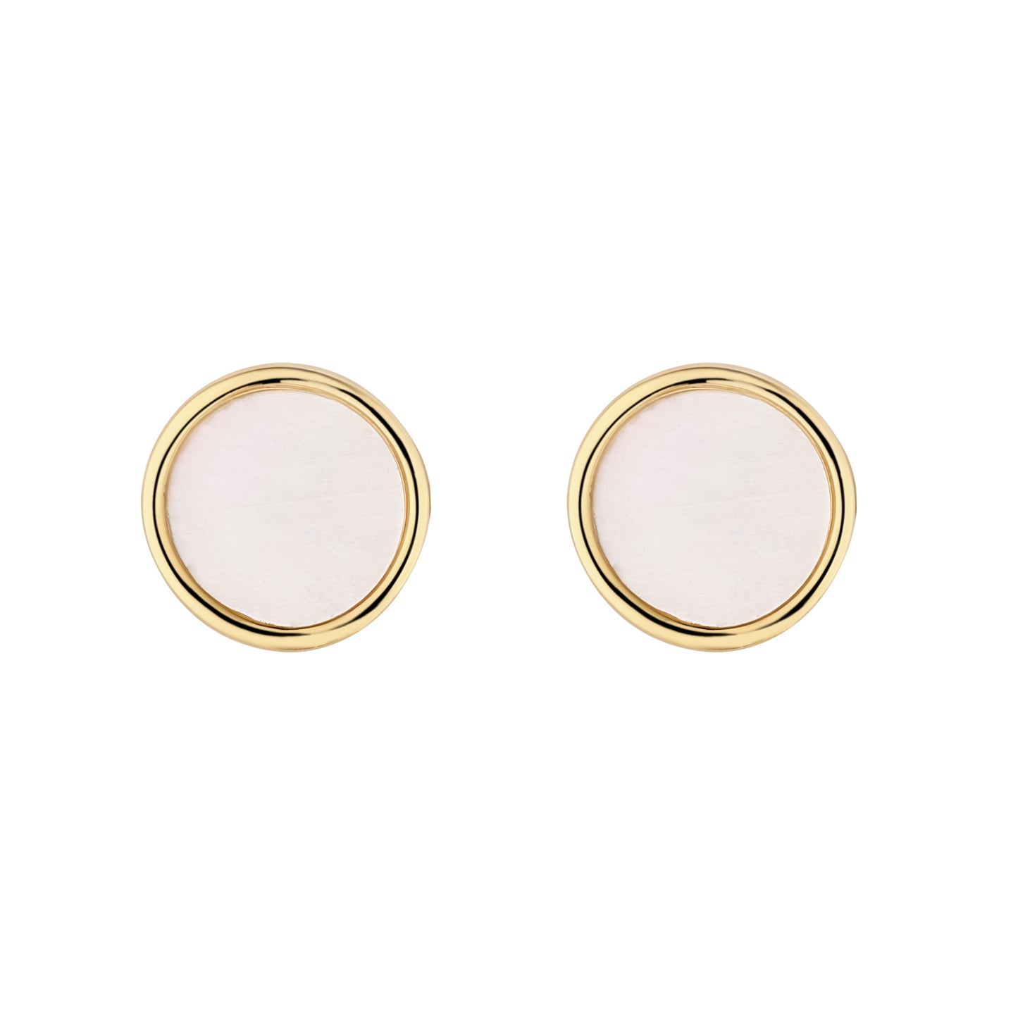9ct Gold Mother Of Pearl Round Stud Earrings - John Ross Jewellers