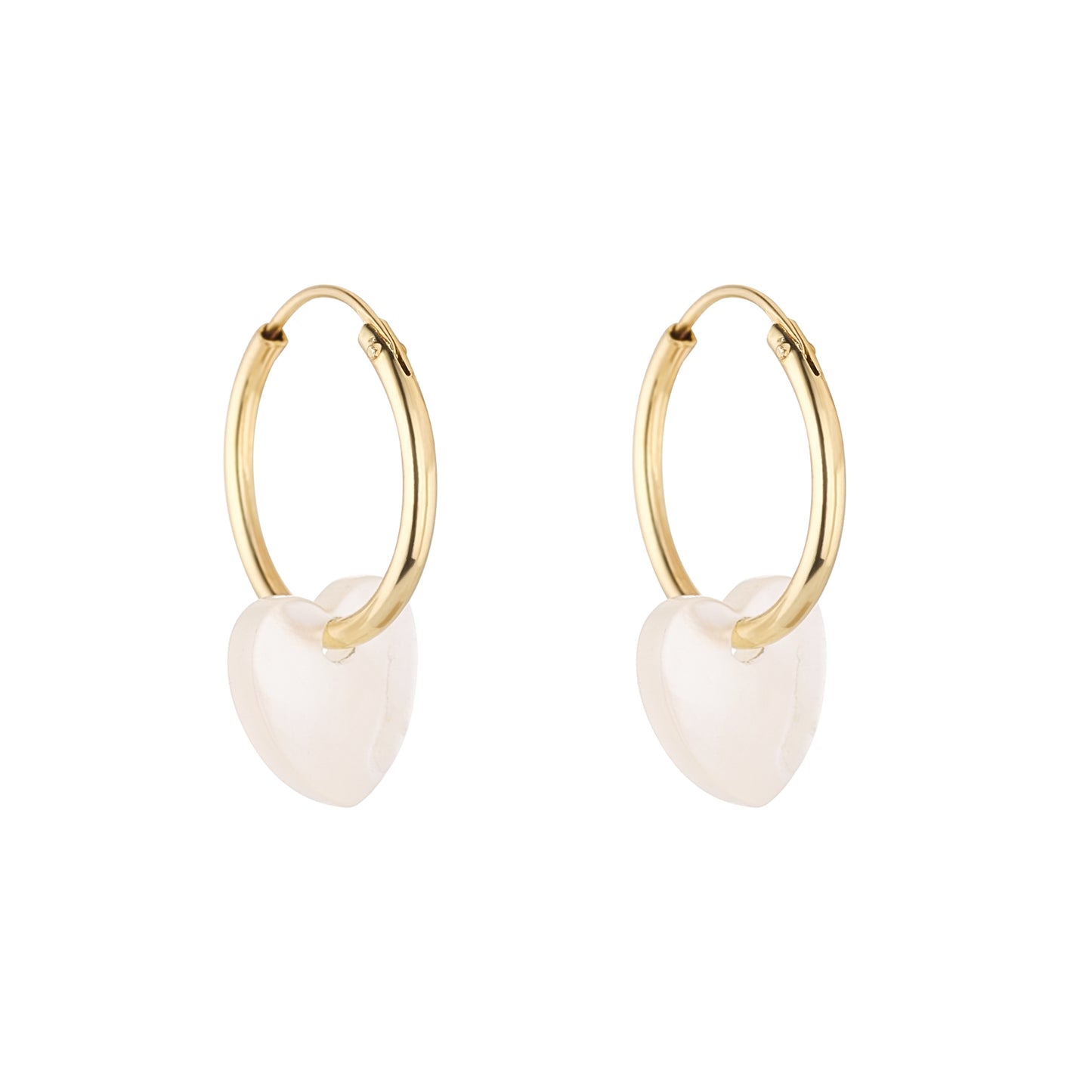 9ct Gold Heart Mother of Pearl Sleeper Earrings - John Ross Jewellers