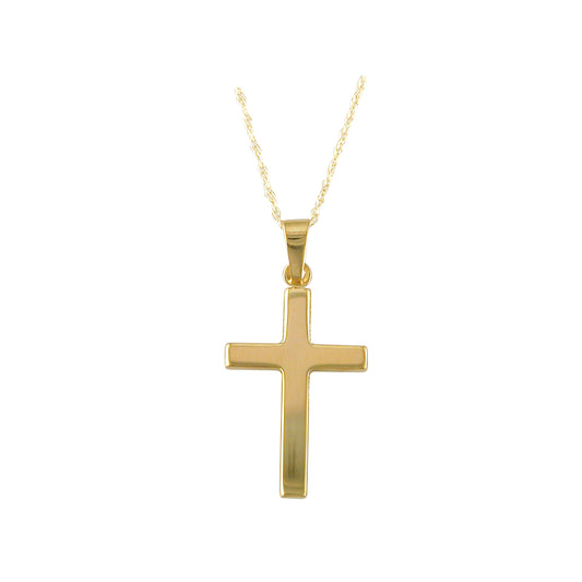 9ct Gold Polished Cross Necklace - John Ross Jewellers