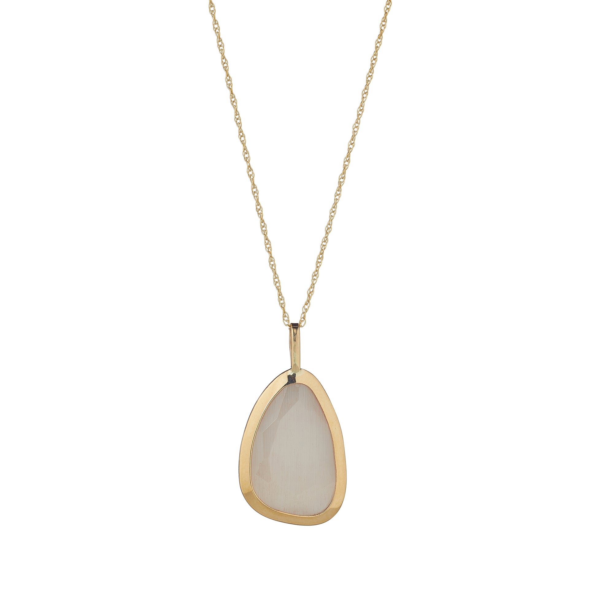 9ct Gold White Cat's Eye Necklace - John Ross Jewellers