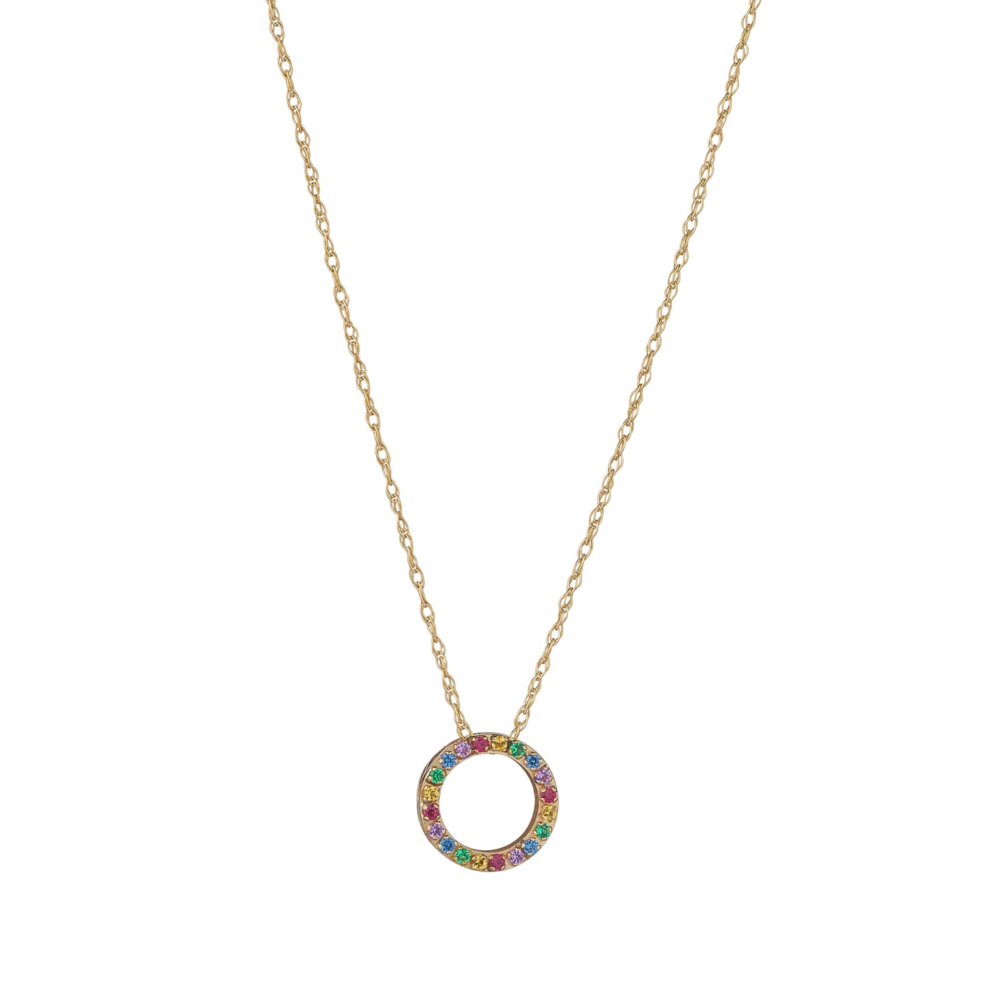 9ct Gold Rainbow Circle Necklace - John Ross Jewellers