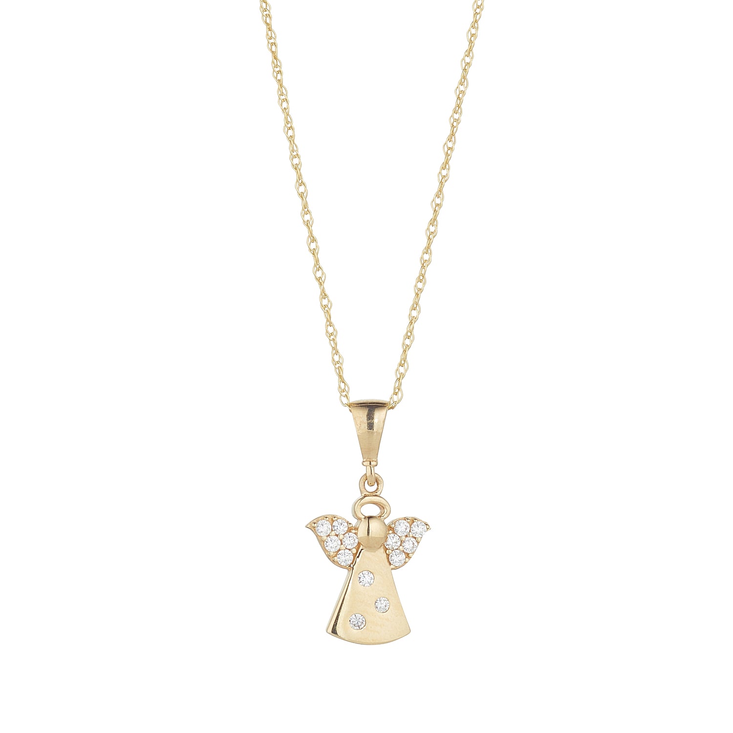 9ct Gold CZ Guardian Angel Necklace - John Ross Jewellers