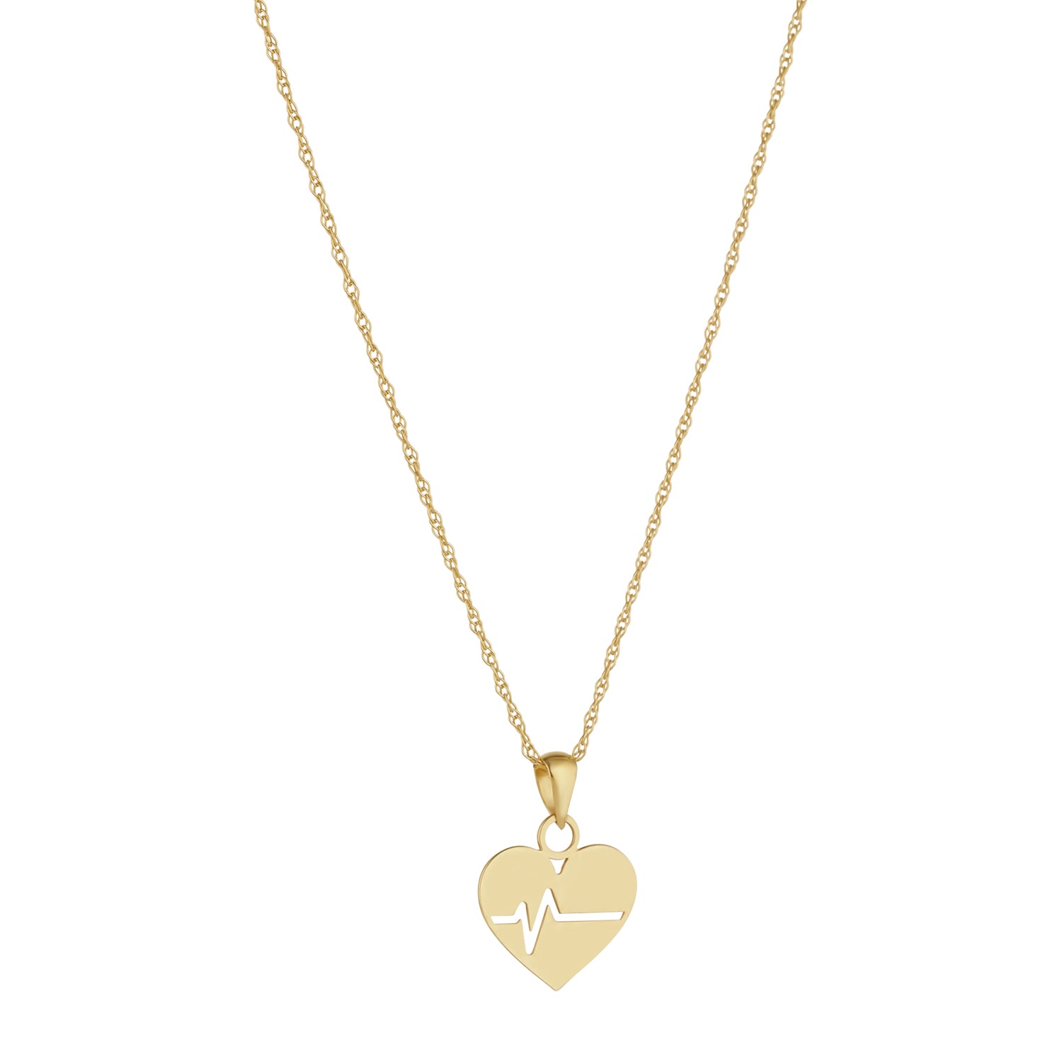 9ct Gold Heartbeat Disc Necklace | 12mm - John Ross Jewellers