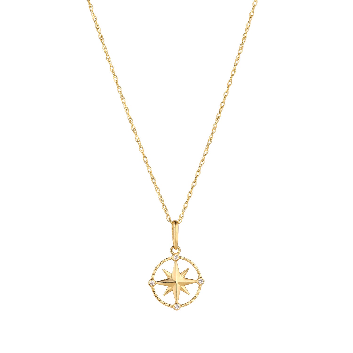 9ct Gold CZ Compass Necklace - John Ross Jewellers