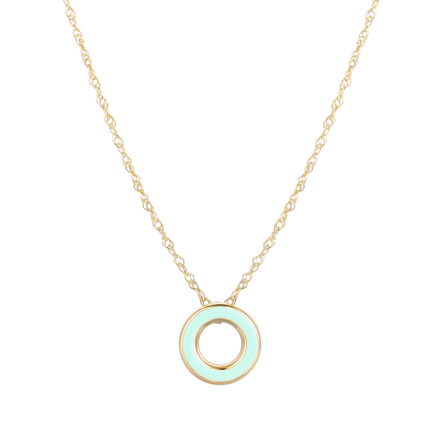 9ct Gold Turquoise Enamel Open Circle Necklace - John Ross Jewellers