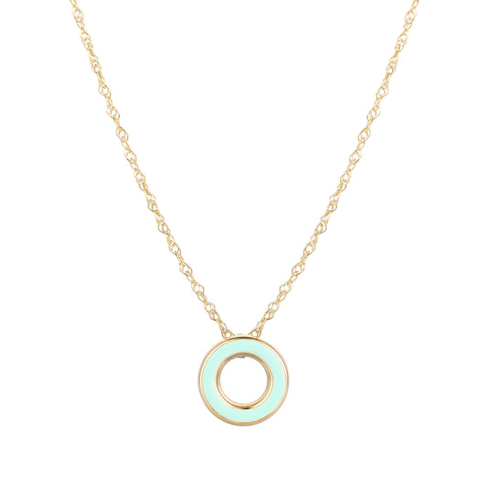 9ct Gold Turquoise Enamel Open Circle Necklace - John Ross Jewellers