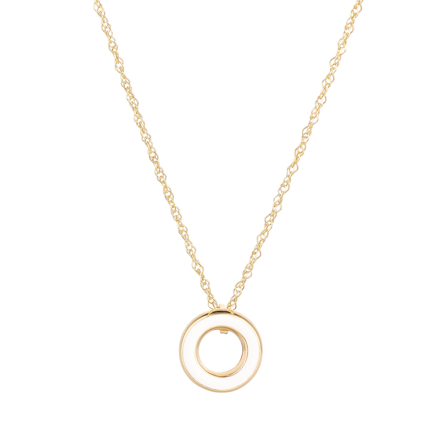 9ct Gold White Enamel Open Circle Necklace - John Ross Jewellers