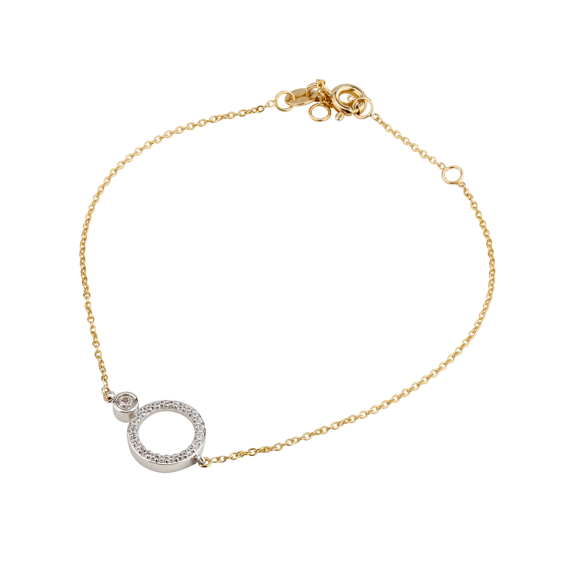9ct Gold CZ Open Circle Bracelet - John Ross Jewellers