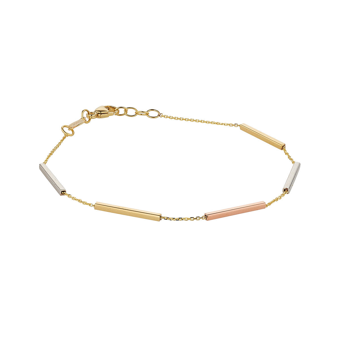 9ct Gold Three Colour Bar Bracelet - John Ross Jewellers