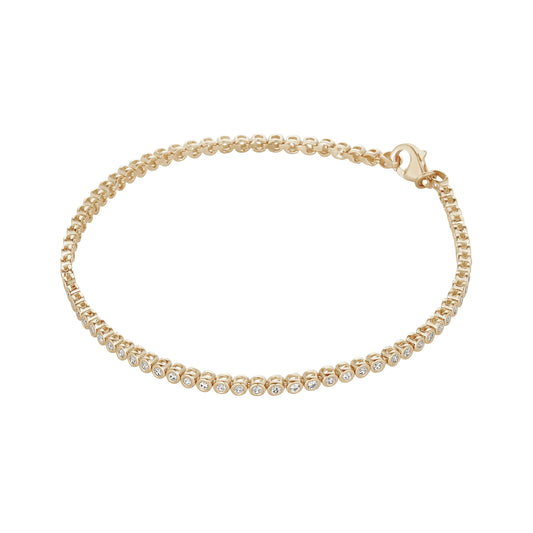 9ct Gold Bezel Set CZ Line Bracelet - John Ross Jewellers