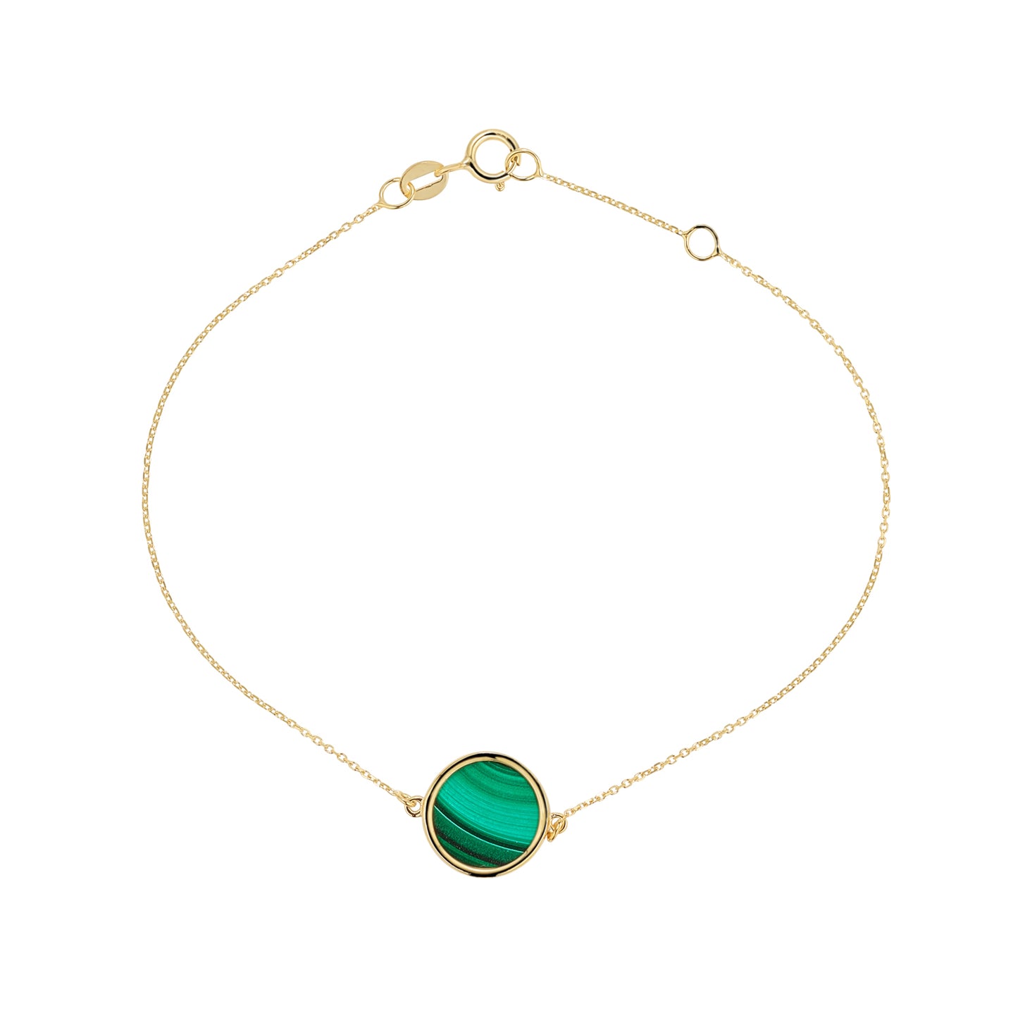 9ct Gold Malachite Round Disc Bracelet - John Ross Jewellers