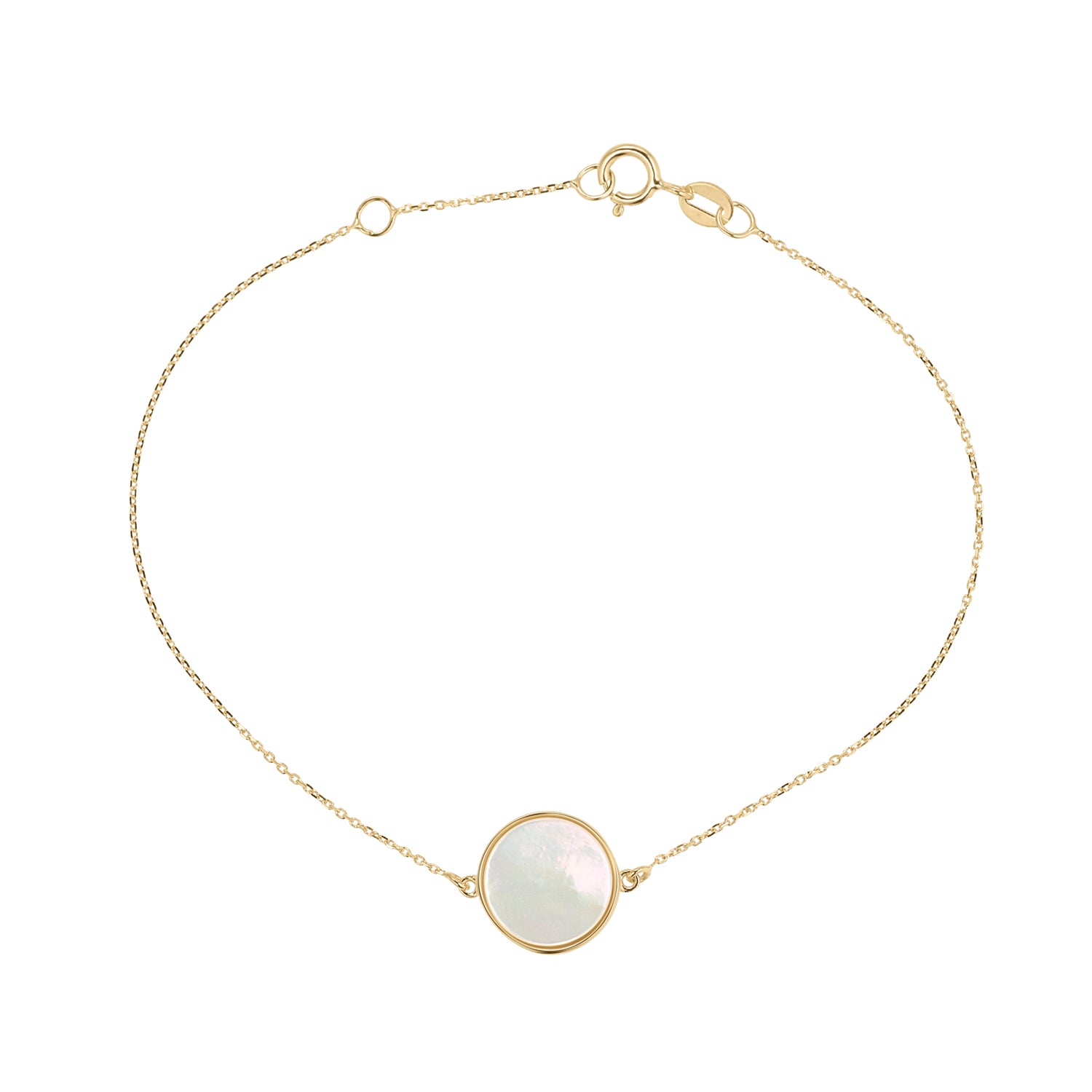 9ct Gold Mother of Pearl Round Disc Bracelet - John Ross Jewellers