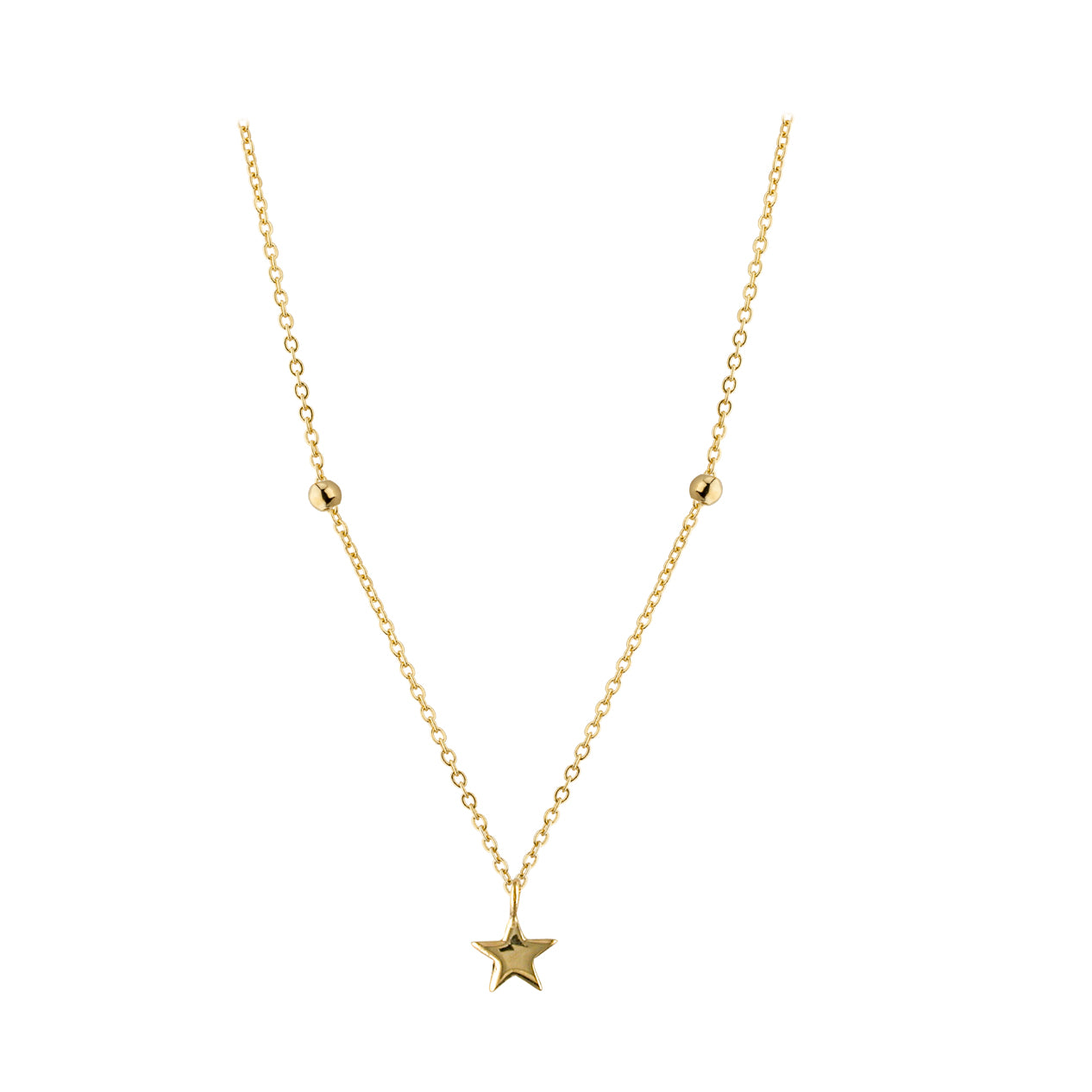 9ct Gold Star & Bead Necklace - John Ross Jewellers