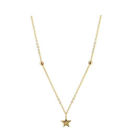 9ct Gold Star & Bead Necklace - John Ross Jewellers