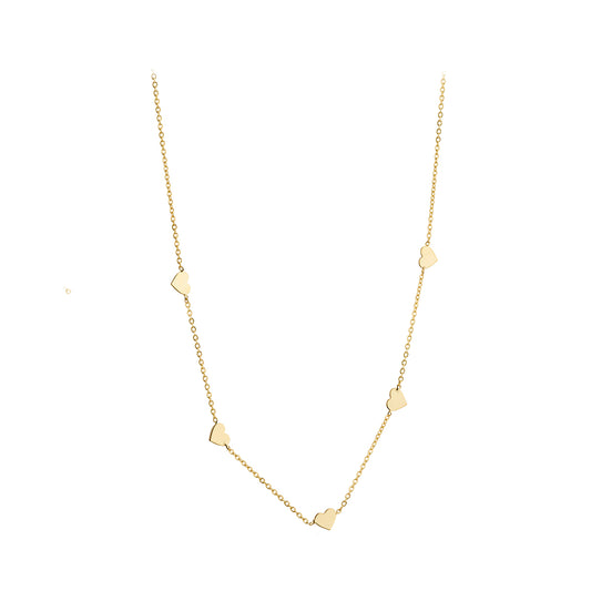 9ct Gold Five Hearts Necklace - John Ross Jewellers