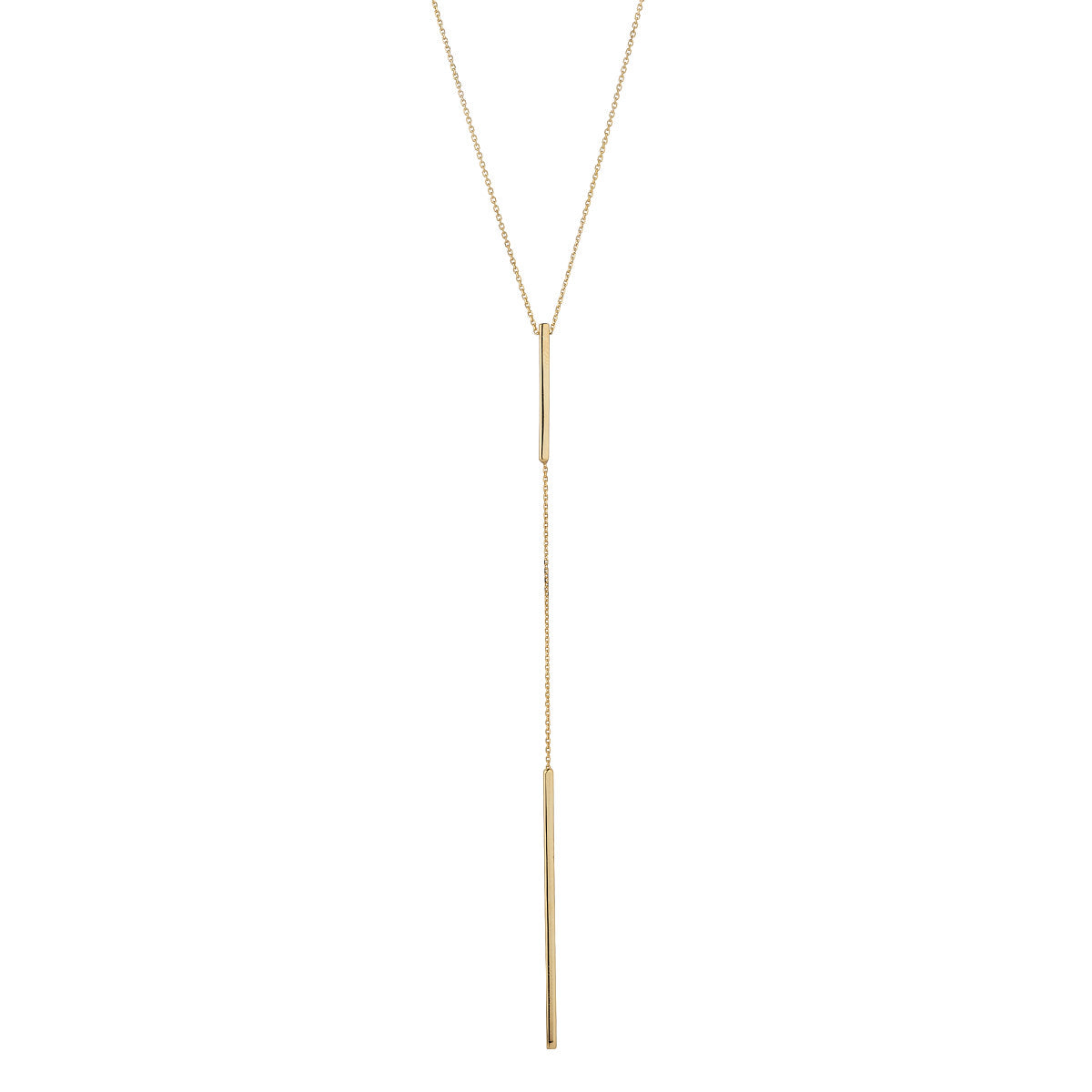 9ct Gold Flat Bar Lariat Necklace - John Ross Jewellers