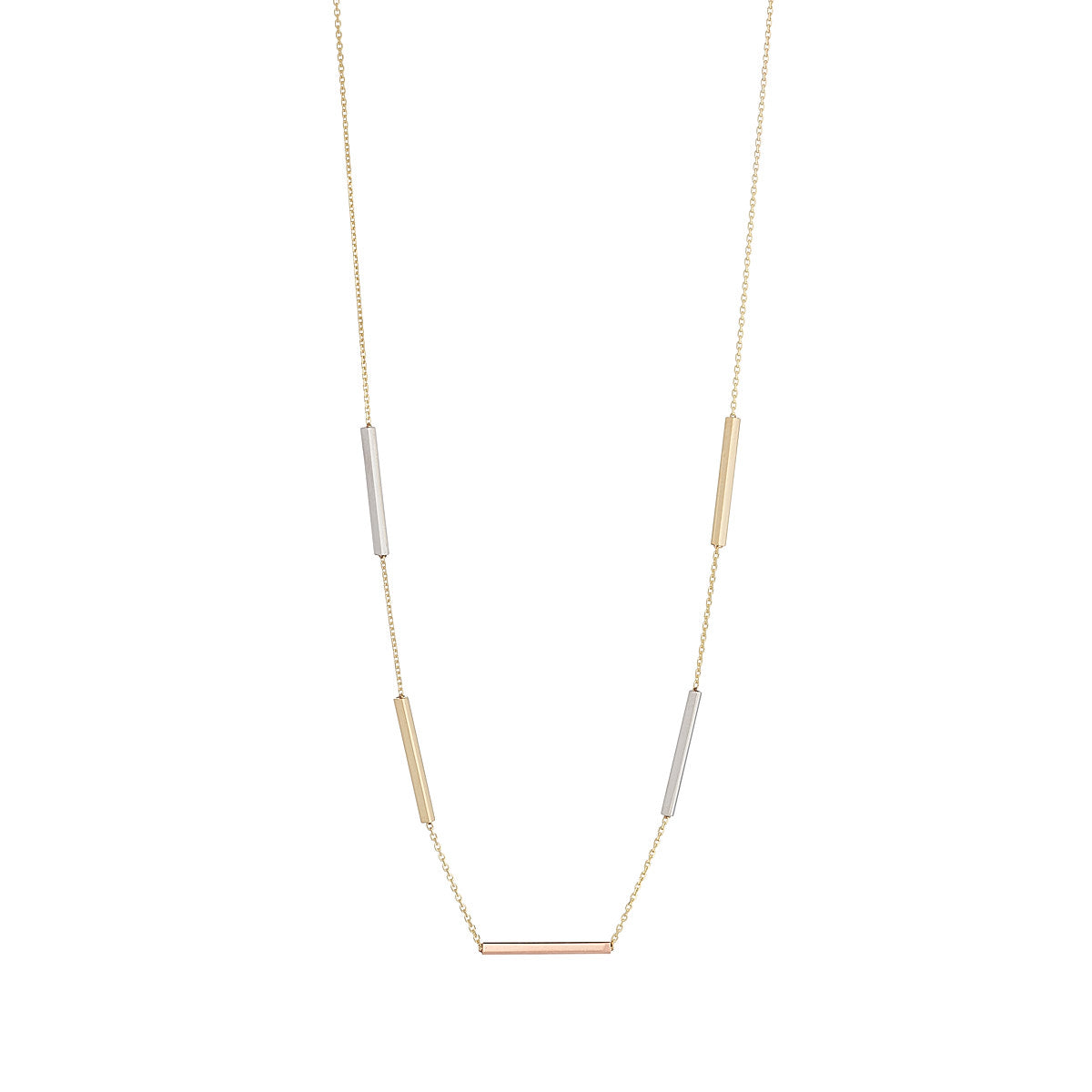 9ct Gold Three Colour Bar Necklace - John Ross Jewellers