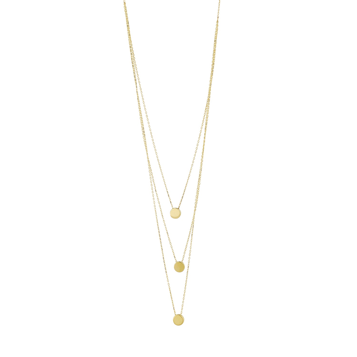 9ct Gold Three Flat Discs Layered Necklace - John Ross Jewellers
