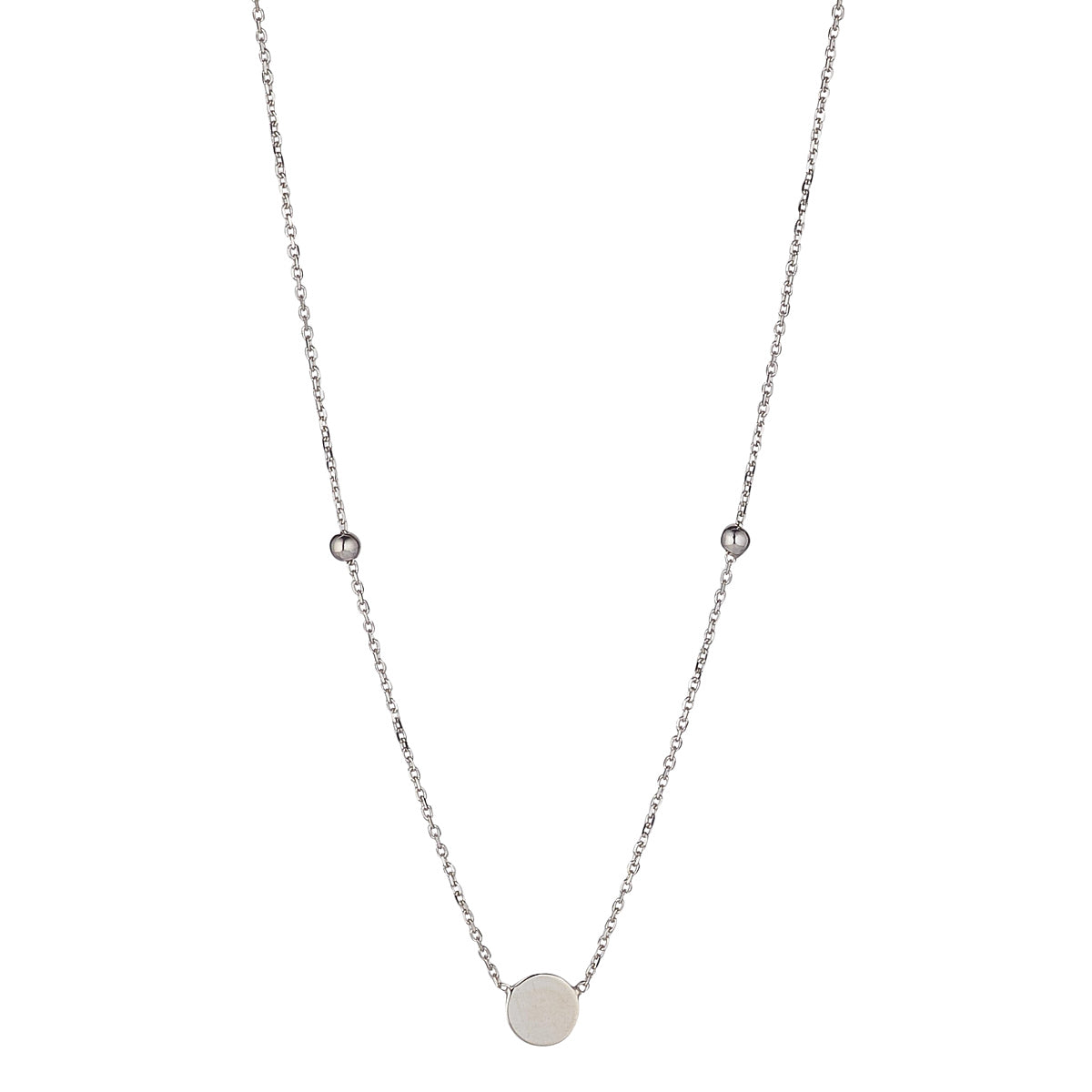 9ct White Gold Disc & Bead Necklace - John Ross Jewellers