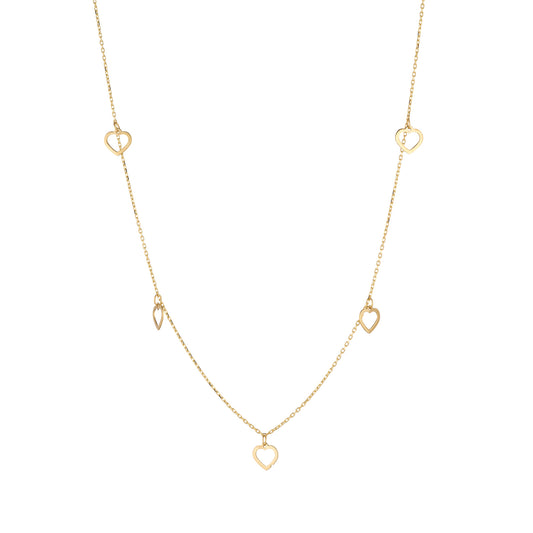 9ct Gold Five Open Hearts Necklace - John Ross Jewellers