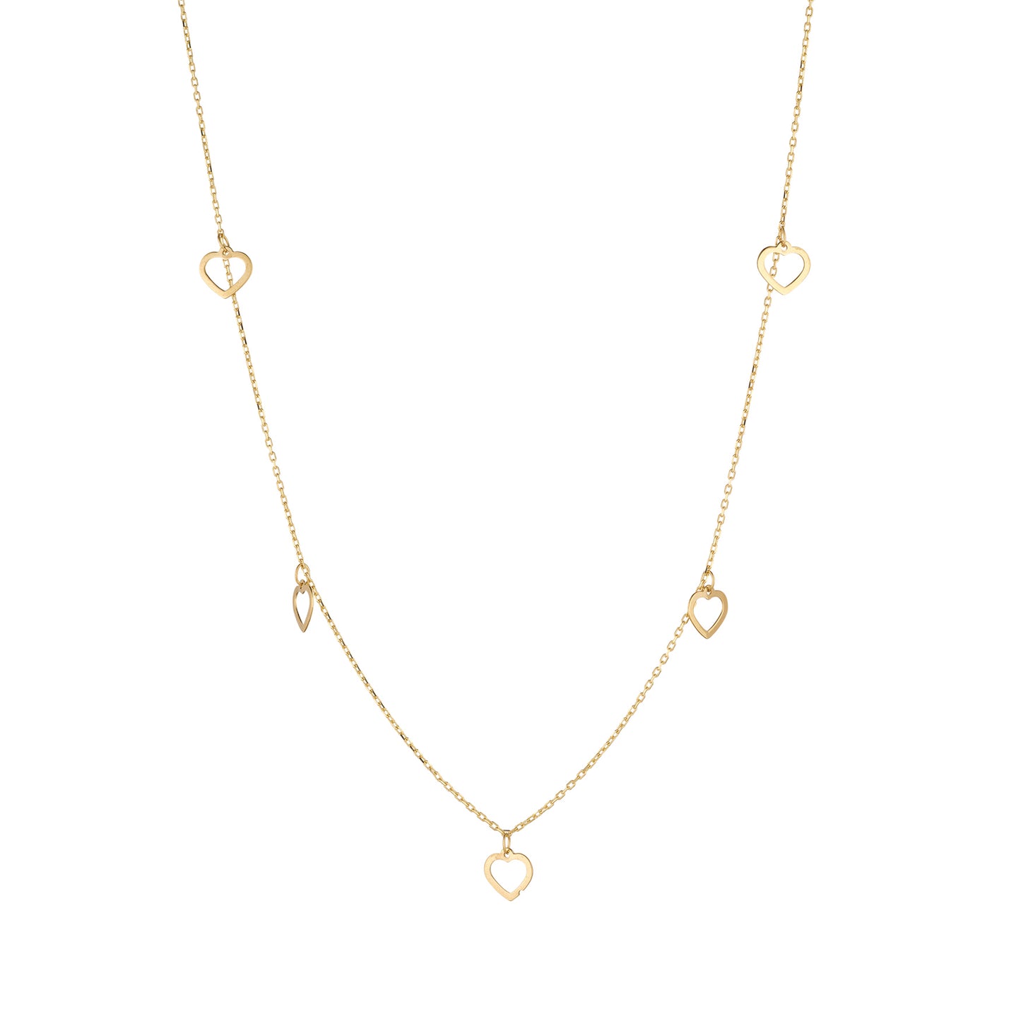 9ct Gold Five Open Hearts Necklace - John Ross Jewellers