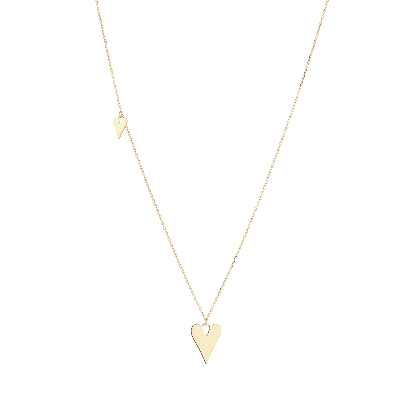 9ct Gold Modern Two Hearts Necklace - John Ross Jewellers