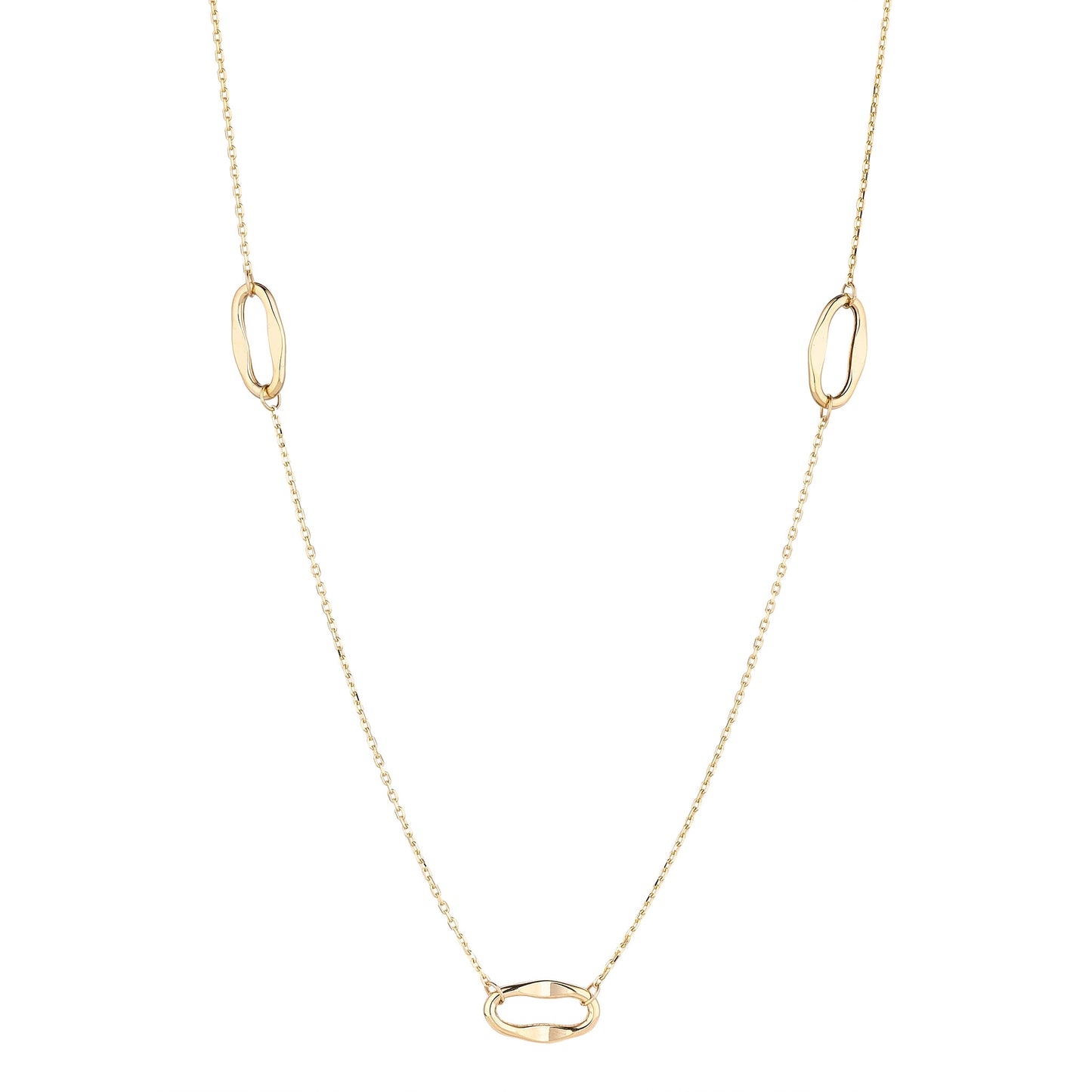 9ct Gold Three Oval Links Necklace - John Ross Jewellers