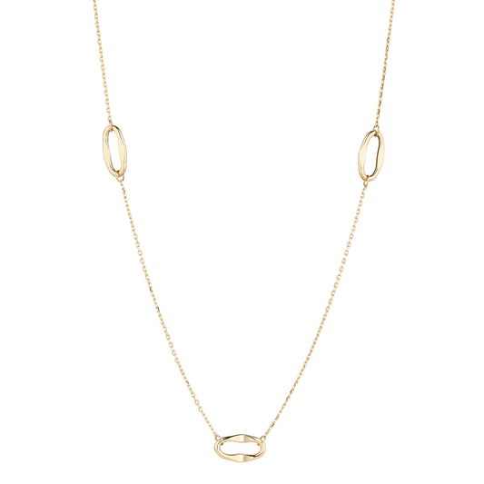 9ct Gold Three Oval Links Necklace - John Ross Jewellers
