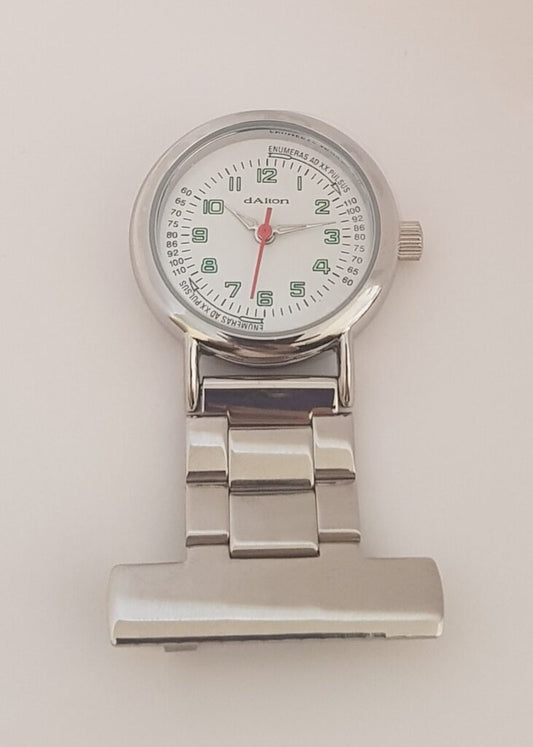 Q&Q Nurse's Fob Watch with clear dial and metal clip, designed for medical professionals to easily check time during shifts.
