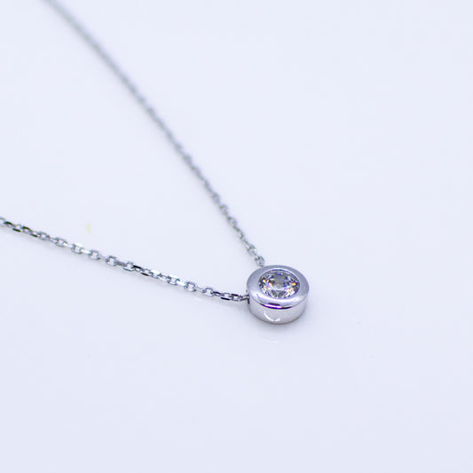 9ct White Gold CZ Slider Necklace - John Ross Jewellers