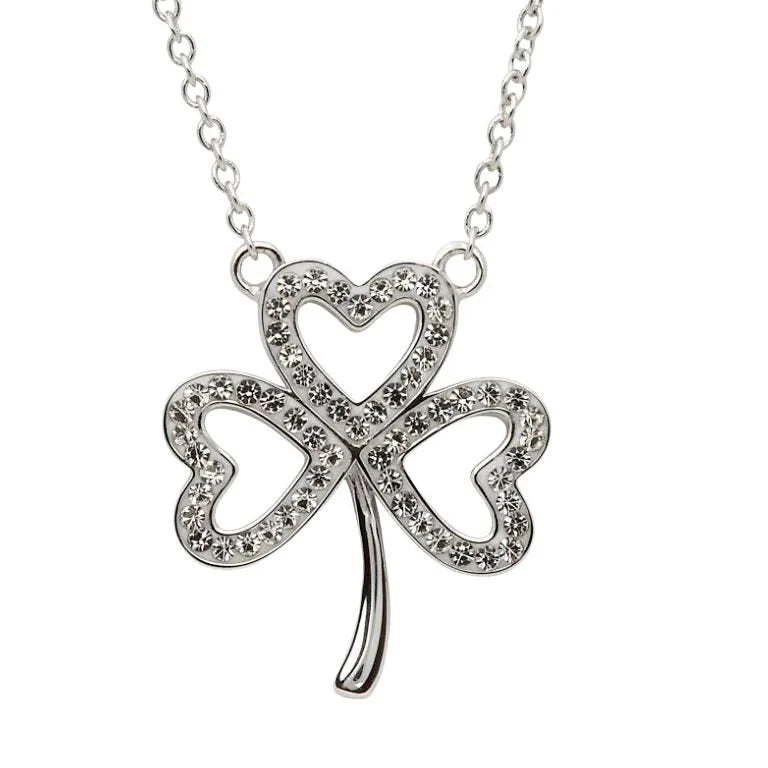 Silver Swarovski Shamrock Necklace - John Ross Jewellers