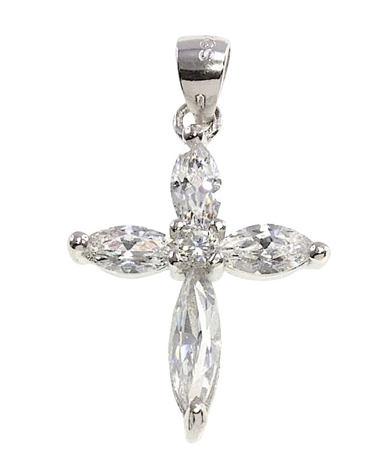 Silver Stone Set Cross & Chain - John Ross Jewellers