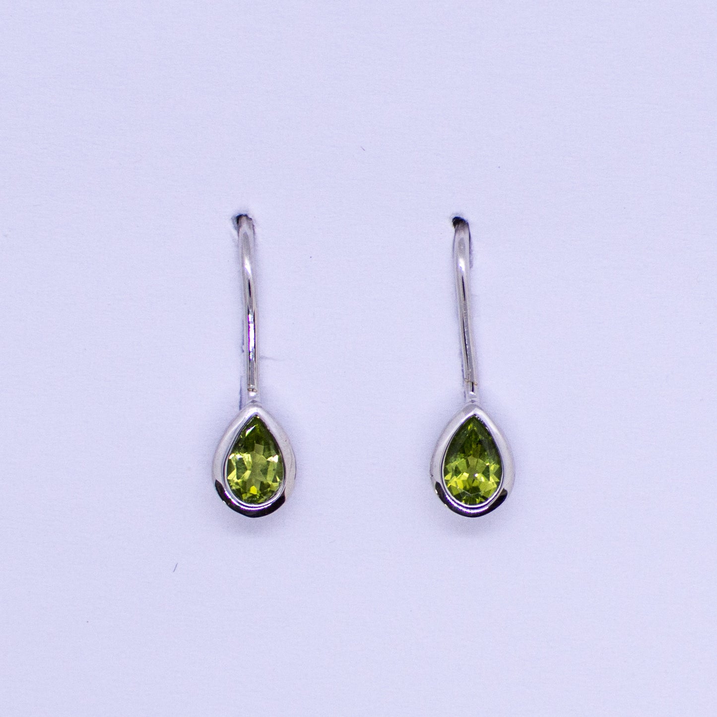 Silver Peridot Pear Drop Earrings - John Ross Jewellers