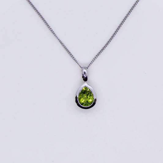 Silver Peridot Pear Necklace - John Ross Jewellers