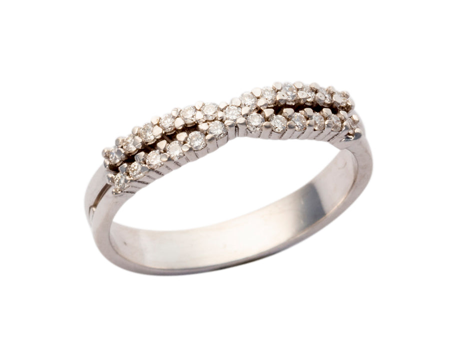 18ct White Gold Diamond Set Crossover Eternity/Wedding Ring - John Ross Jewellers