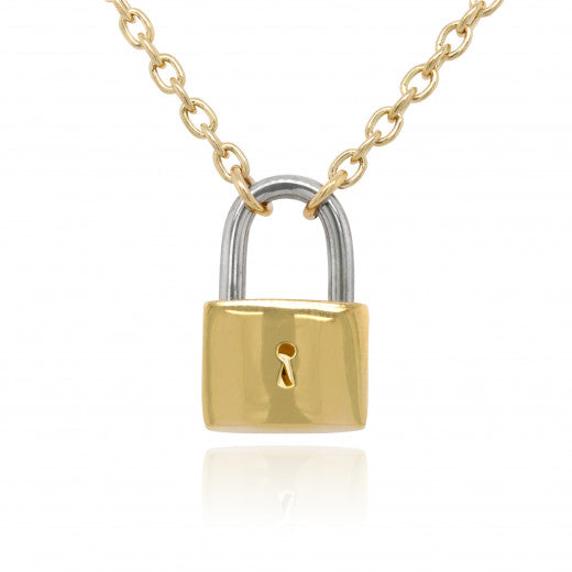 9ct Gold Padlock Necklace | Two Tone - John Ross Jewellers